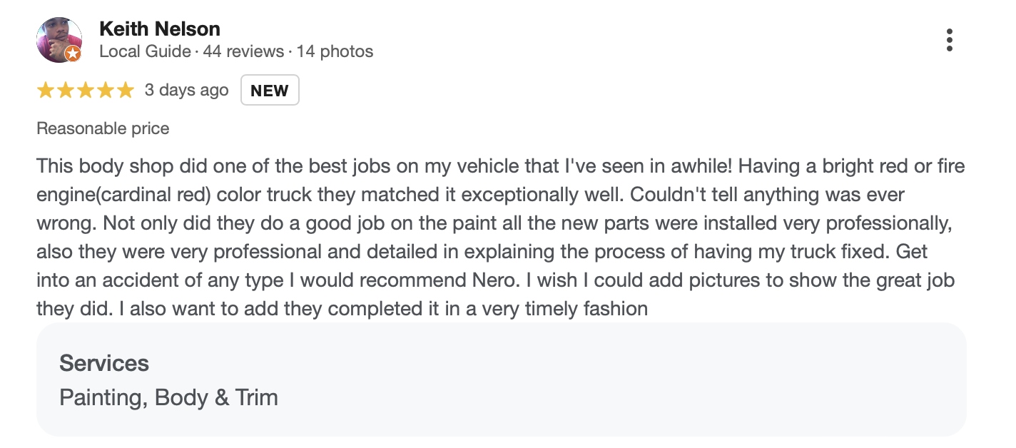 Google review by Keith Nelson